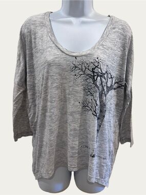 Bohemian Gray Birch Tree Print Women's Top size large - Alternative
